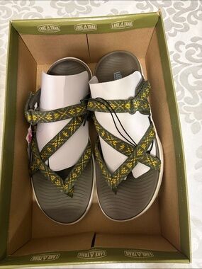 Lake & Trail Olive Green Crisscross Strap Women's Sandals
